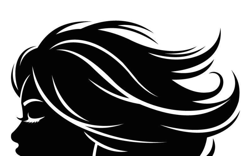 Sylwetka kobiety z rozpuszczonymi włosami na dynamicznym czarno-białym portrecie