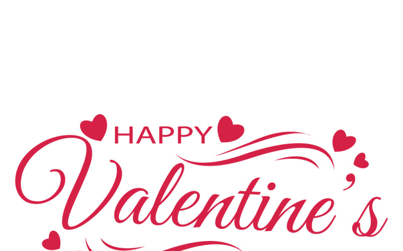 Carte de Saint-Valentin en écriture élégante ornée de cœurs et de volutes.