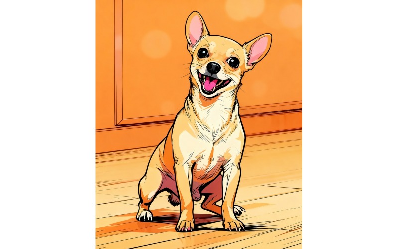 Juguete ruso sentado en el suelo (imagen con ilustración AI + arte lineal vectorial)