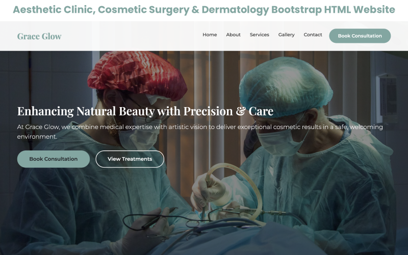 Bootstrap HTML šablona webových stránek estetické kliniky, kosmetické chirurgie a dermatologie