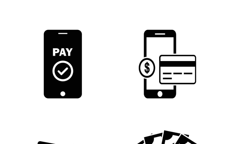 Collection d'icônes illustrant les paiements mobiles, les cartes de crédit et les transactions financières numériques