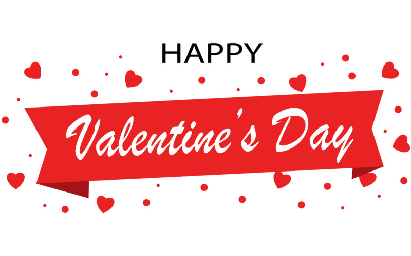 Счастливого Дня святого Валентина! Элегантный красный баннер с сердечками и точками.