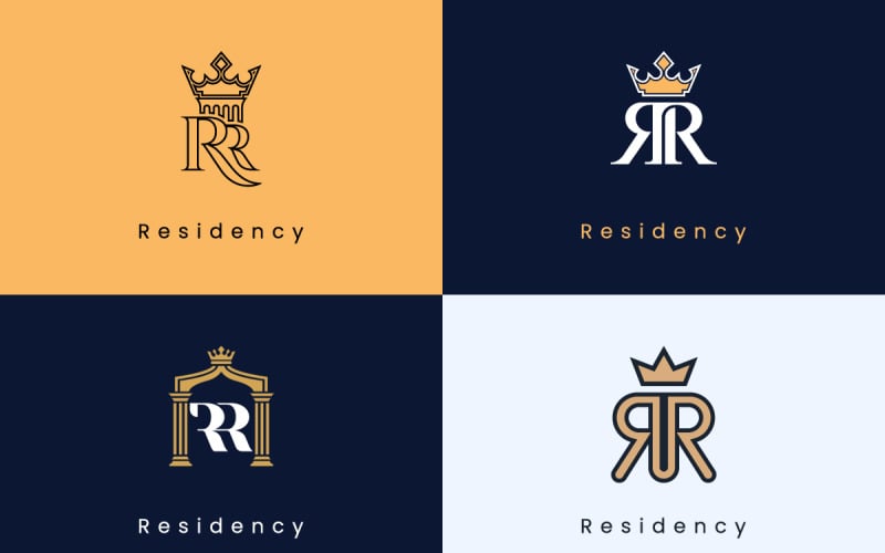 lyxiga rr monogram logotyp bunt kungliga vektormallar
