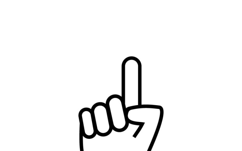 Icono vectorial de mano sólida con el dedo índice apuntando hacia arriba