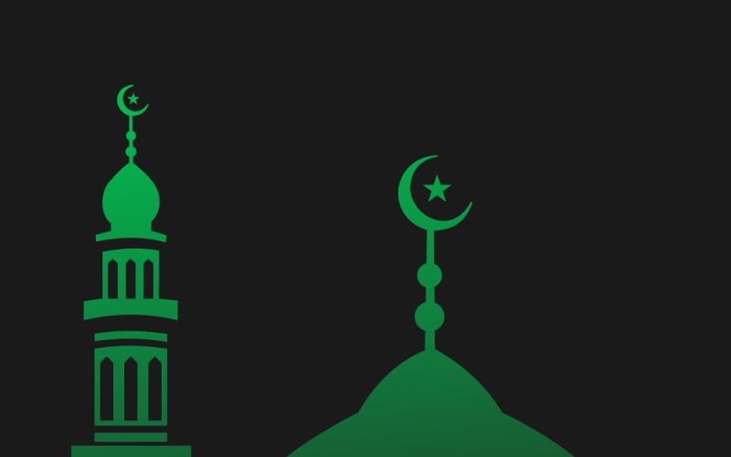 Islámská mešita s kopulí a minaretem, symbol víry