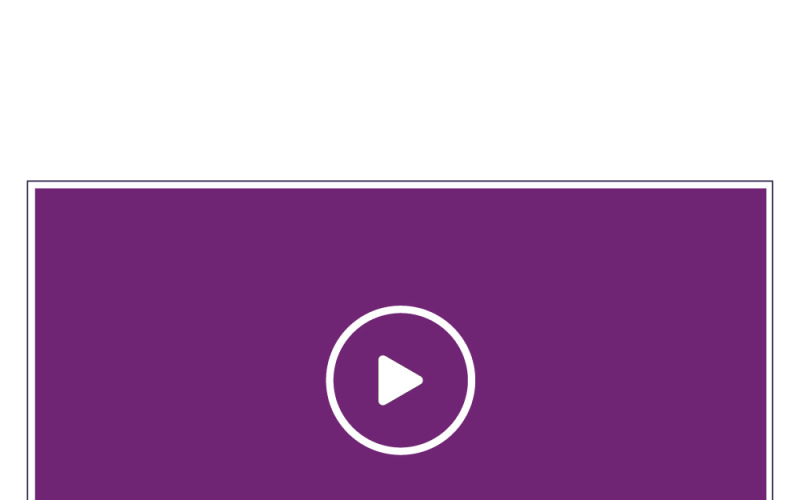 Moderno televisore a schermo piatto con icona del pulsante di riproduzione sullo schermo viola