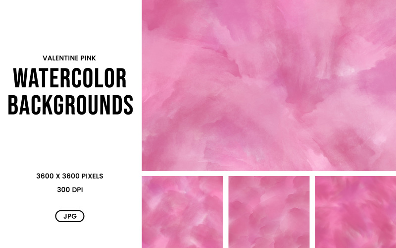 Set di sfondi ad acquerello – Texture astratte rosa di San Valentino