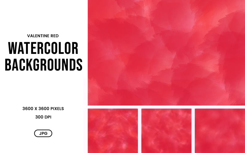 Set di sfondi ad acquerello – Texture astratte rosse di San Valentino