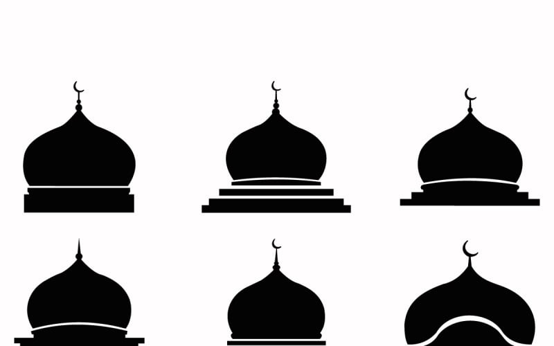Kolekcja kopuł meczetów islamskich z symbolem półksiężyca
