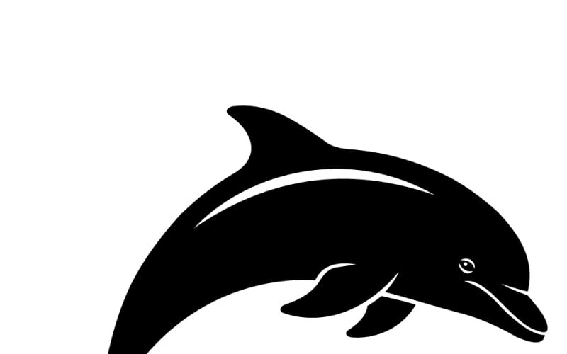 Illustration de silhouette de dauphin en noir — Graphique élégant d'animal marin