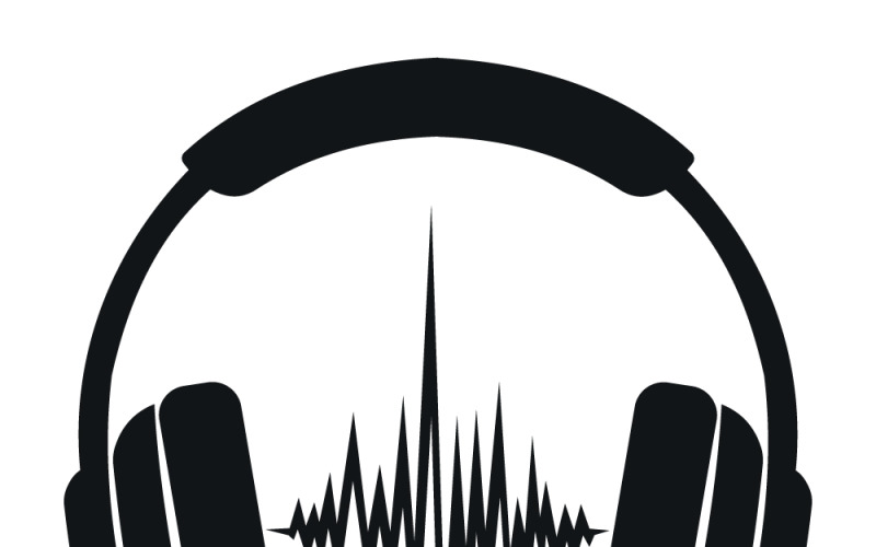 Słuchawki z ikoną logo Sound Wave do brandingu muzyki, audio i podcastów