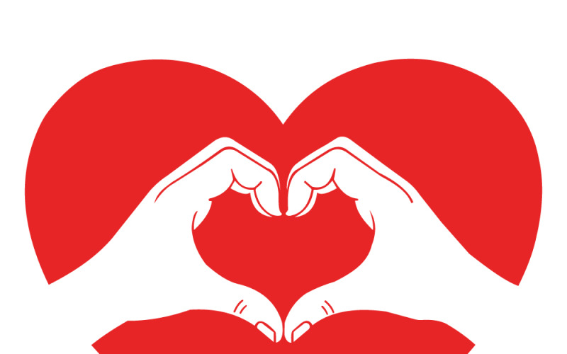 Руки, образующие форму сердца внутри большего красного сердца, символизирующего любовь и заботу.