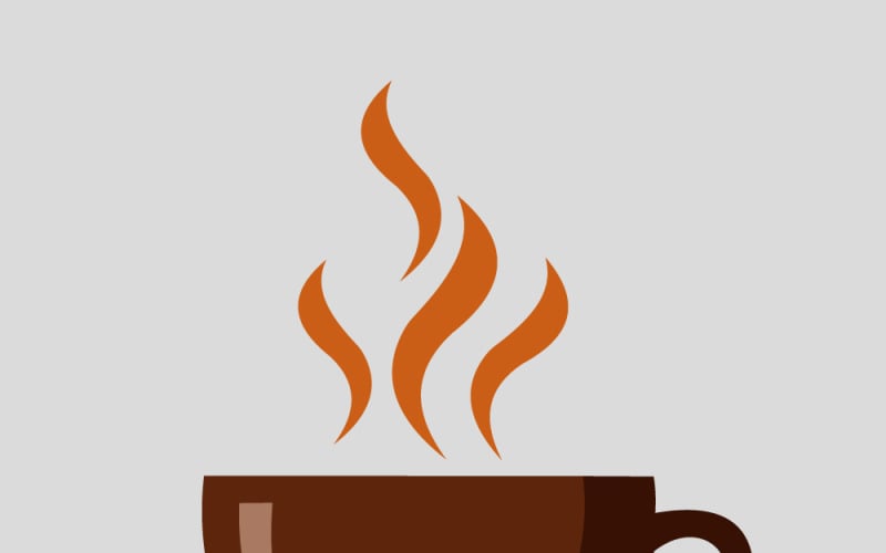 Bruine koffiekop met stoom die opstijgt uit een hete drank op een schoteltje. Stockillustratie.