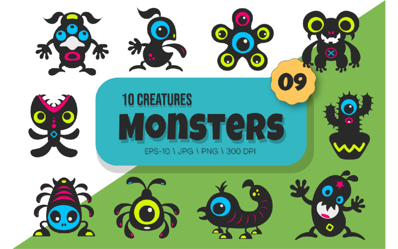 Whimsical Monsters Pack 09. T-Shirt, PNG.