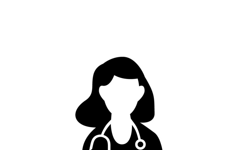 Silueta de doctora con estetoscopio, retrato médico vectorial