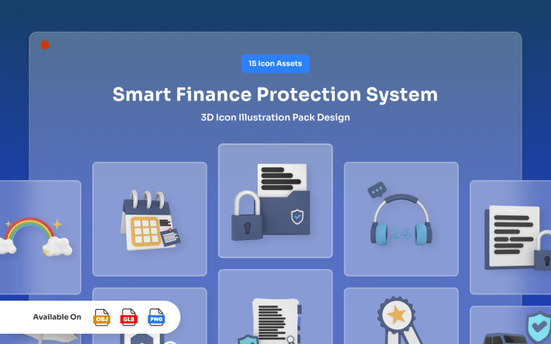 Ikony 3D systemu ochrony finansów