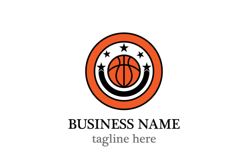 Modello di logo per il basket, sport audaci e moderni