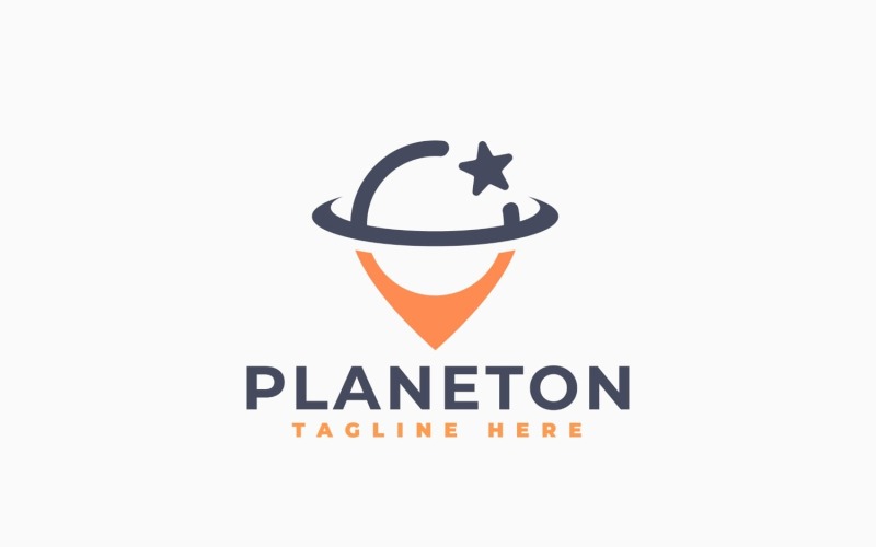 Sjabloonontwerp voor een logo met een locatie op een planeet
