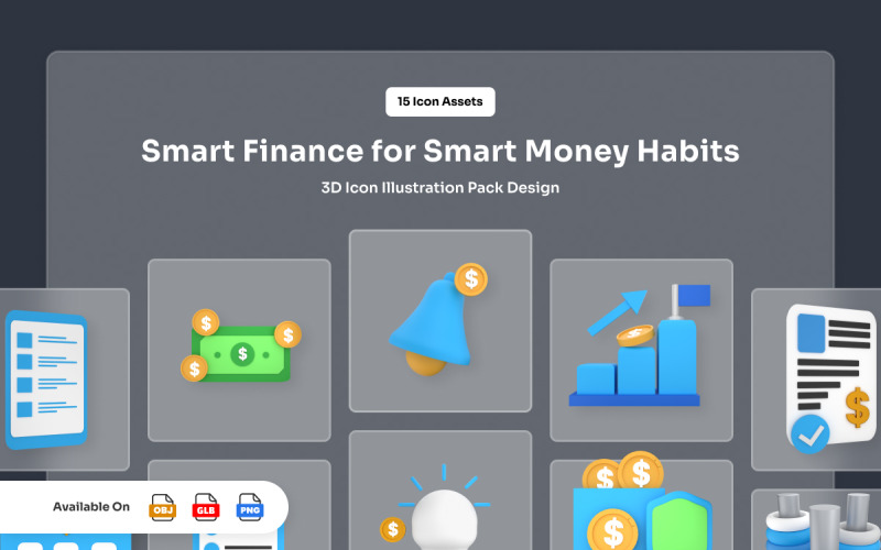 Inteligentne nawyki finansowe – ikony finansowe 3D