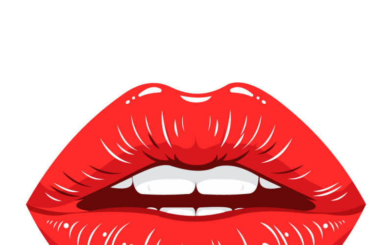 Opvallende rode lippen die bijten - afbeelding geschikt voor thema's als mode, beauty, zoenen en lipgloss.
