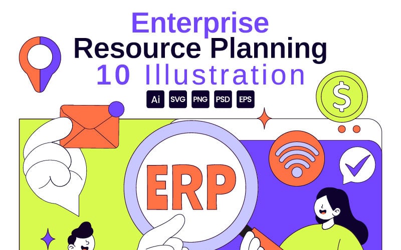 10 ERP-Software-System-Vektorillustration
