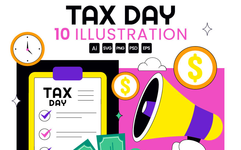 10 illustrationer för glad skattedag