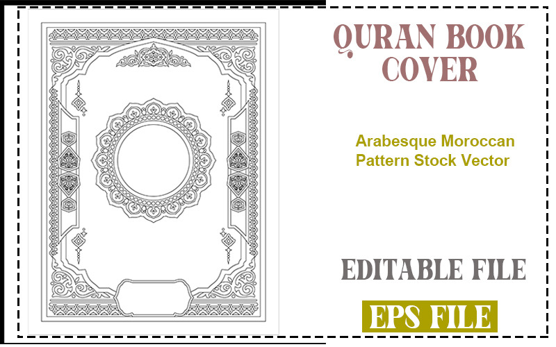 Islamic Arabic Style White and black Book Cover  Moroccan Pattern