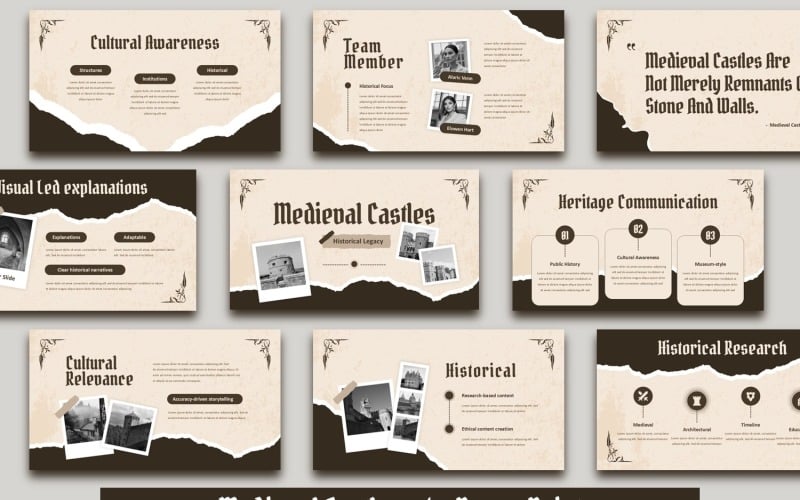PowerPoint-presentatiesjabloon voor middeleeuwse kastelen
