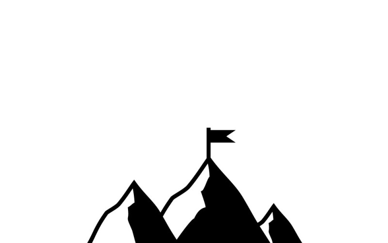 Icono de logro de la bandera de la victoria de la cumbre vectorial