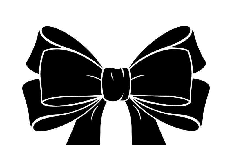 Elegant silhouet van een zwarte strik van lint voor cadeaus, decoraties en modethema's.
