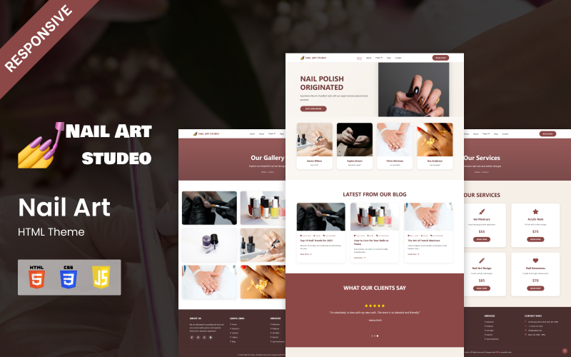 GlamNails - HTML тема для салону манікюру