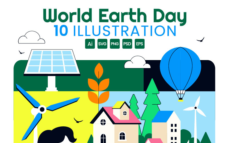 10 illustrationer för Världsjordens dag