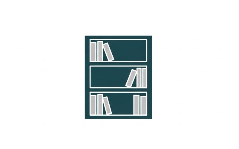 Logo minimalista con icona di scaffale per libri isolato su sfondo bianco