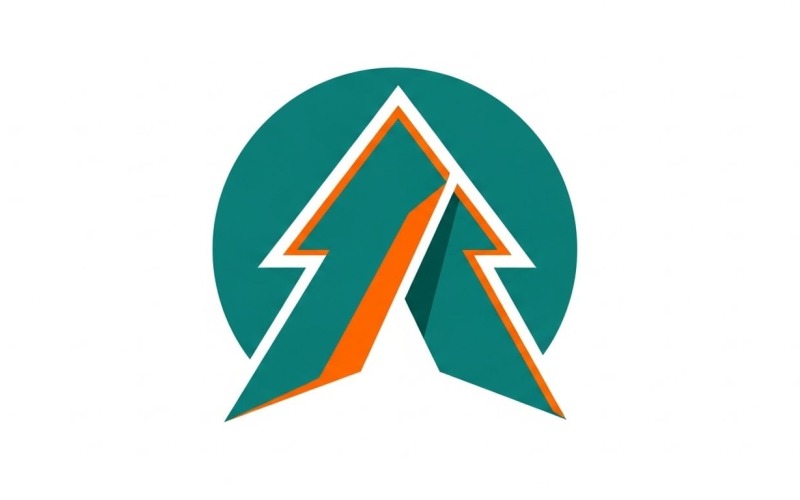 Minimalistisk grön och orange logotypsymbol isolerad på vit bakgrund