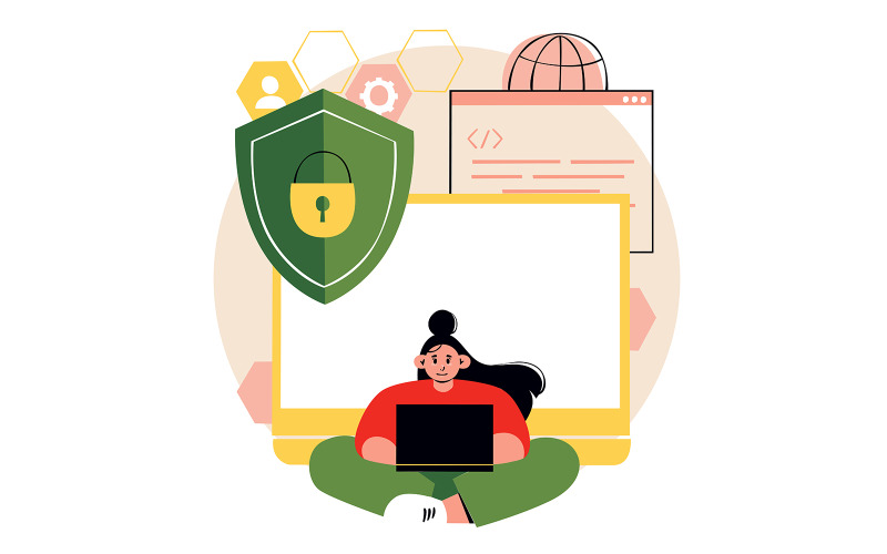 Eine Frau sitzt mit einem Laptop im Bild.