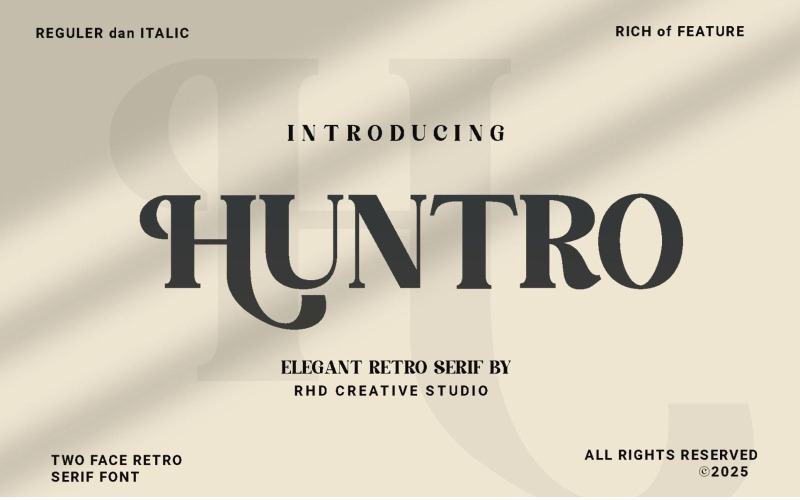 HUNTRO - Elegante font serif retrò