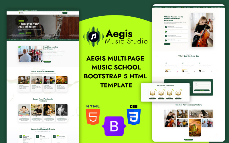 Aegis - HTML-mall för musikakademi