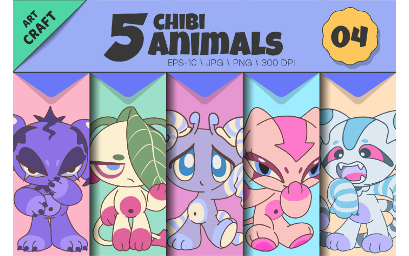 Chibi dieren set 04. T-shirt, PNG.