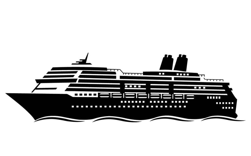 Silhouette élégante d'un paquebot de croisière sur les vagues de l'océan, idéale pour les voyages et les vacances.