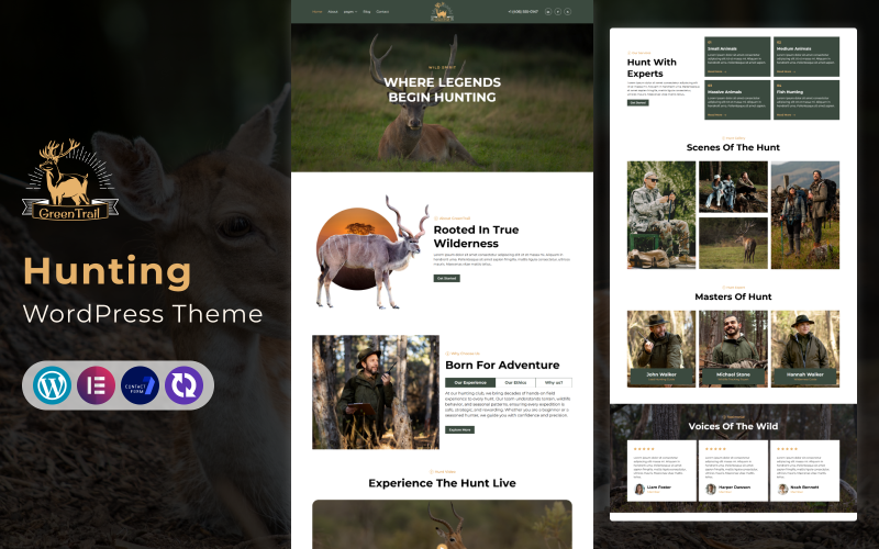 GreenTrail – WordPress šablona pro lov a outdoorová dobrodružství
