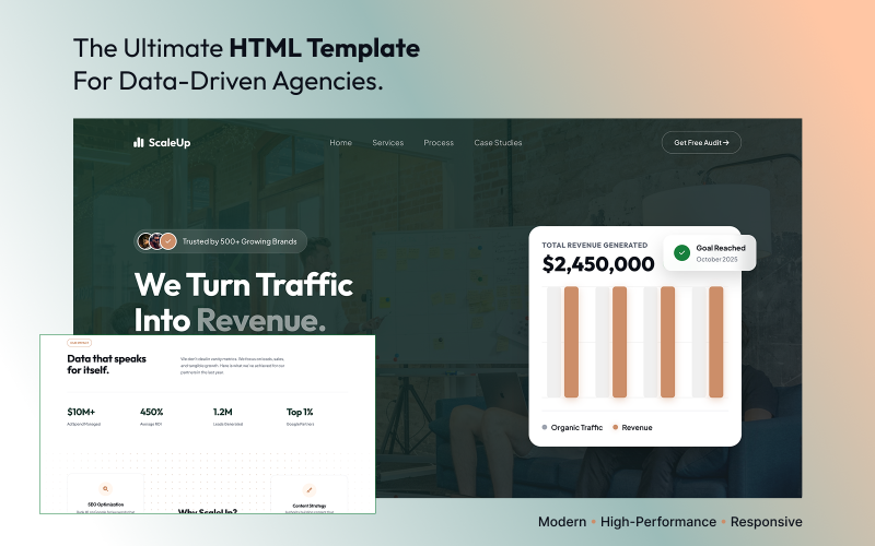 ScaleUp - SEO Agency, Digital Marketing & SaaS One Page HTML Template Free