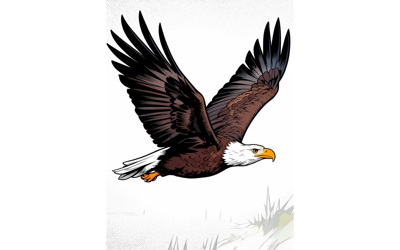Närbild av vithövdad havsörn som flyger i luften (AI-illustrationsbild + vektorgrafik)