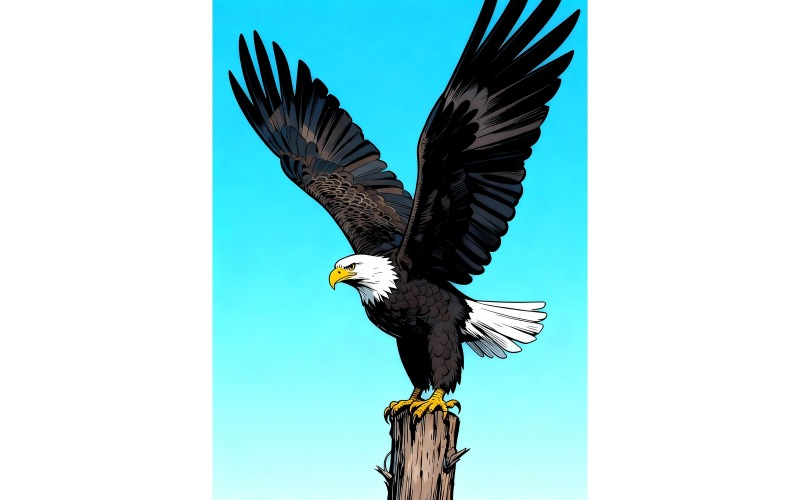 Primo piano di una maestosa aquila calva (immagine illustrativa AI + grafica vettoriale)