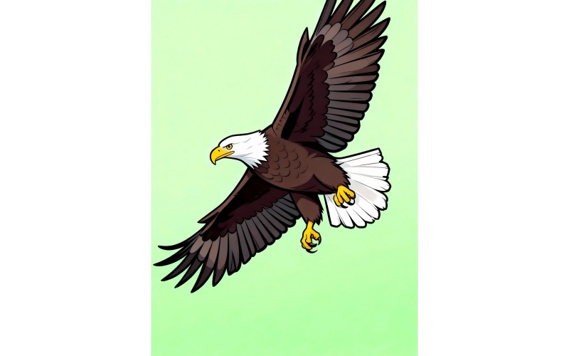 Örn med gul näbb flyger i luften (AI-illustrationsbild + vektorgrafik)