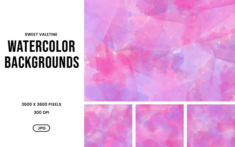 Set di sfondi ad acquerello – Dolci texture rosa e viola per San Valentino