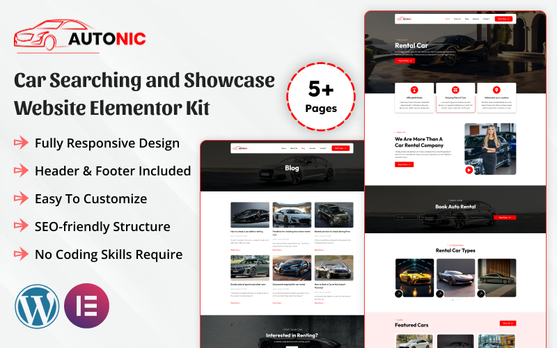 Autonic – Elementor-Kit für die Website-Suche und -Präsentation von Fahrzeugen