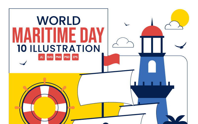 Ilustración vectorial del 10.º Día Marítimo Mundial