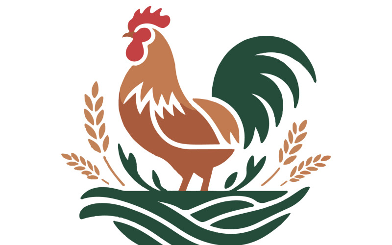 Projekt logo z sylwetką koguta i czystym
