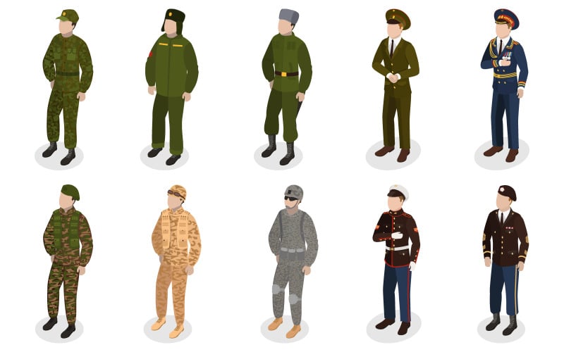 Askeri personel, üniformalı karakterler