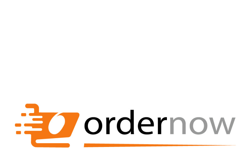 Logo Ordina ora con icona arancione del carrello per lo shopping online e il branding dell'e-commerce